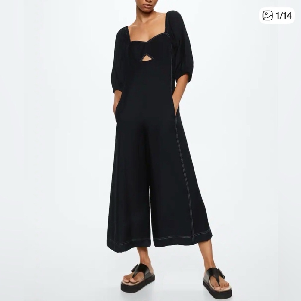 Mango Black Wide-Leg Jumpsuit